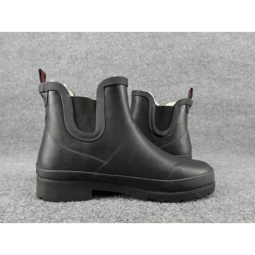 Tretorn Chelsea Rain Boots Womens 10‎ Black Waterproof Faux Fur Lined Lug Sole